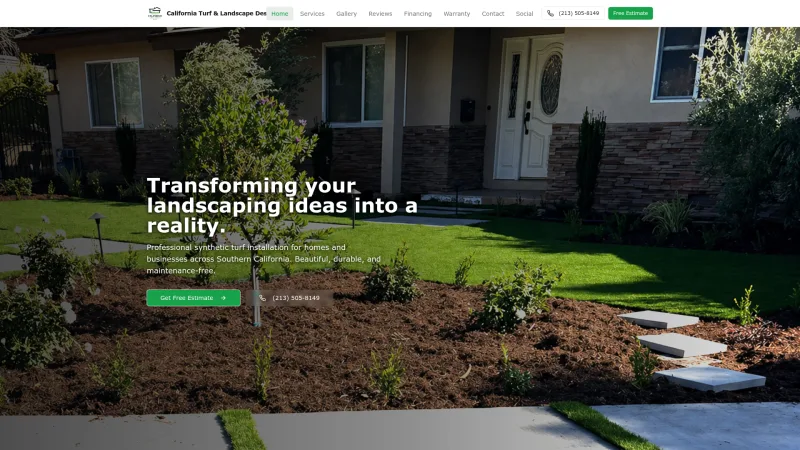 California Turf and Landscape Design website homepage