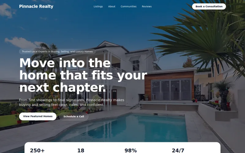 Pinnacle Realty Group real estate website concept